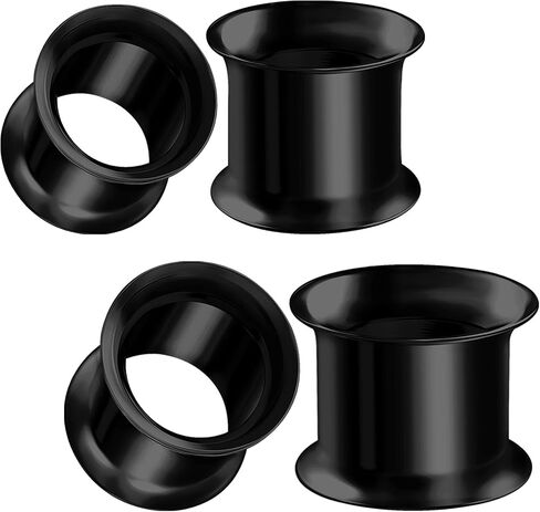 2 Pairs 316L Surgical Steel Two Size Black Double Flared Flesh Tunnel Piercing Jewelry Stretcher Ear Plugs Earring Lobe in Saudi Arabia