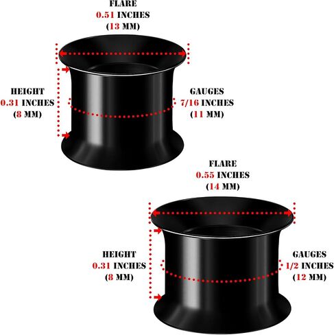 2 Pairs 316L Surgical Steel Two Size Black Double Flared Flesh Tunnel Piercing Jewelry Stretcher Ear Plugs Earring Lobe in Saudi Arabia