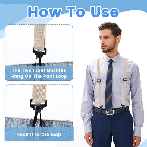 Aster Black Suspenders Men 3 Swivel Hooks Hidden Suspenders Adjustable Straps Men's Suspenders for Jeans, Formal Pants, Shorts in Saudi Arabia