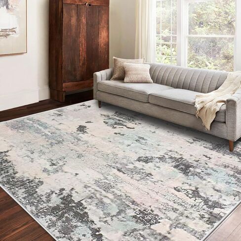 Area Rugs 5.2' x6.5' Abstract Rug Distressed Non-Slip Rug for Living Room Bedroom Carpet Indoor Home Rug Floor Mat, Ink Blue in Saudi Arabia