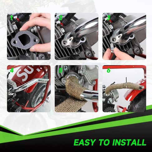 Exhaust Pipe Header Kit Compatible with Predator 212 196cc 224cc Non Hemi Coleman Mini Bike CT200U BT200X B200R CT200U-EX KT196 Go Kart Axis M200 GX160 Clone Engine Minibike Performance Parts in Kuwait