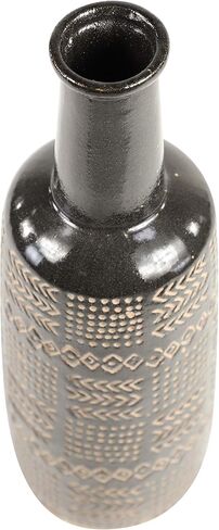 Deco 79 Porcelain Ceramic Decorative Vase Tribal Centerpiece Vase, Flower Vase for Home Decoration 6" x 6" x 18", Black in Saudi Arabia