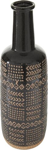 Deco 79 Porcelain Ceramic Decorative Vase Tribal Centerpiece Vase, Flower Vase for Home Decoration 6" x 6" x 18", Black in Saudi Arabia