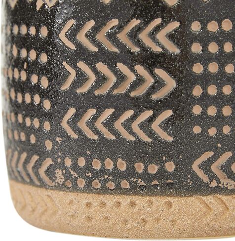 Deco 79 Porcelain Ceramic Decorative Vase Tribal Centerpiece Vase, Flower Vase for Home Decoration 6" x 6" x 18", Black in Saudi Arabia