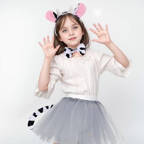 3 Pieces Dog Costume Set Dog Ears Headband Bow tie and Tail Animal Costume Accessories for Kids Adults Halloween Dress Up Party in Saudi Arabia