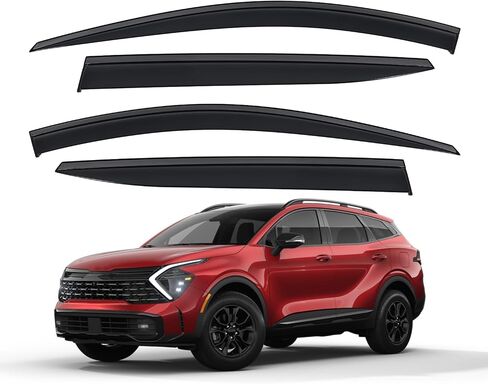 Vesul Compatible with Kia K5 K-5 GT line 2024-2021 2024 Accessories PC Tape on Window Deflector Rain Guard Window Visor Shield 304 Stainless Steel Trim Smoke Black in Saudi Arabia