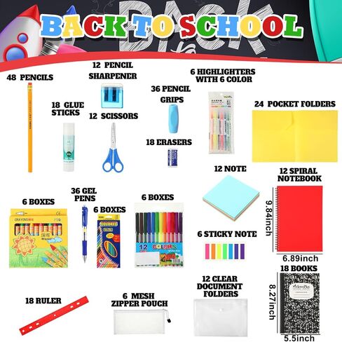 88 Pcs School Supplies Kit for Kid Bulk Back to School Supplies set Classroom Elementary Essential Bundle for Student Girl Boy, includes Pencil Pen Crayon File Folder Notebook and Much More in Saudi Arabia