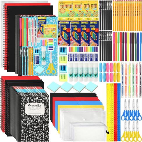 88 Pcs School Supplies Kit for Kid Bulk Back to School Supplies set Classroom Elementary Essential Bundle for Student Girl Boy, includes Pencil Pen Crayon File Folder Notebook and Much More in Saudi Arabia