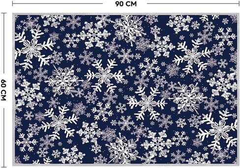 Artoid Mode Navy Blue Snowflakes Christmas Area Rug, Xmas Winter Home Decor Low-Profile Non-Slip Washable Runner Rug for Entryway Bedroom Living Room Laundry Room Indoor 2x6 Feet in Saudi Arabia