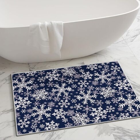 Artoid Mode Navy Blue Snowflakes Christmas Area Rug, Xmas Winter Home Decor Low-Profile Non-Slip Washable Runner Rug for Entryway Bedroom Living Room Laundry Room Indoor 2x6 Feet in Saudi Arabia