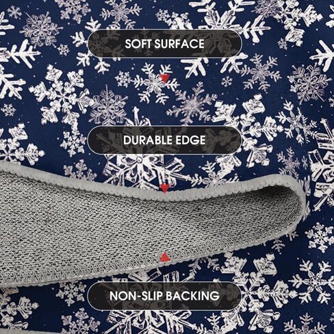 Artoid Mode Navy Blue Snowflakes Christmas Area Rug, Xmas Winter Home Decor Low-Profile Non-Slip Washable Runner Rug for Entryway Bedroom Living Room Laundry Room Indoor 2x6 Feet in Saudi Arabia