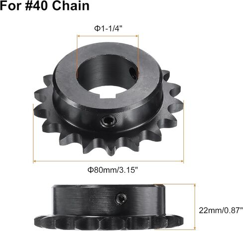 uxcell #40 Chain Roller Sprocket B Type, 1-1/4" Bore 18 Tooth Single Strand Chain Sprocket, Carbon Steel, Keyway with Set Screws in Saudi Arabia