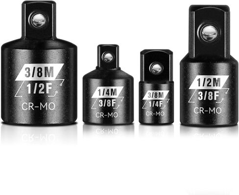 4 Piece Impact Socket Adapter Set, Standard SAE Size, 1/4" 3/8" 1/2" Drive Socket Wrench Converter Adapter, Cr-Mo Steel, Square Adapter Reducer Set for Impact Driver in Saudi Arabia