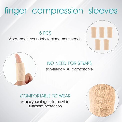 10Pcs Oval Finger Splints & Sleeves Kit, 5 Graduated Finger Splint & 5 Finger Sleeves, Finger Splints for Arthritis, Mallet Finger Splint for Thumb Middle Ring Index Pinky(Size 5,6,7,8,9) in Saudi Arabia