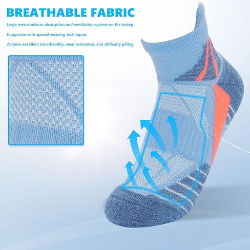 Dohia Womens Ankle Socks Athletic Cushioned Anti-blister Low Cut Comfort Breathable Performance Athletic Socks D3-NSDW in Kuwait