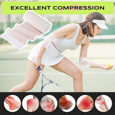 2Rolls 4Inch Elastic Bandage Wrap Compression Bandage,Wide Bandages Large Size Elastic Bandage with Velcro，Sports Wrap for Ankle Wrap Foot Wrap Leg Wraps Hand Wrap for Sprained in Kuwait