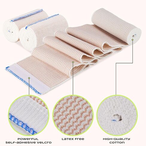 2Rolls 4Inch Elastic Bandage Wrap Compression Bandage,Wide Bandages Large Size Elastic Bandage with Velcro，Sports Wrap for Ankle Wrap Foot Wrap Leg Wraps Hand Wrap for Sprained in Kuwait