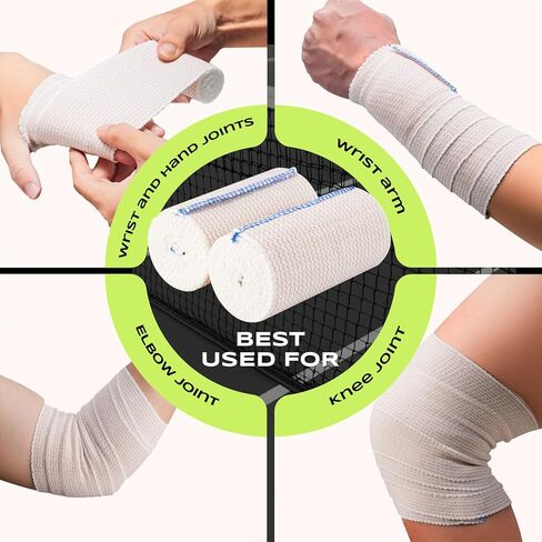 2Rolls 4Inch Elastic Bandage Wrap Compression Bandage,Wide Bandages Large Size Elastic Bandage with Velcro，Sports Wrap for Ankle Wrap Foot Wrap Leg Wraps Hand Wrap for Sprained in Kuwait