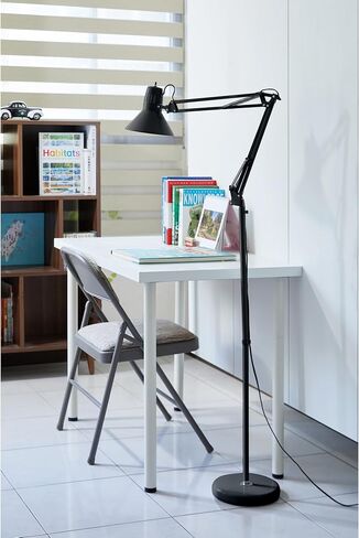 مصباح مكتب Bostitch Office VLF100 LED بذراع متأرجح مع مشبك تثبيت، يصل إلى 36 بوصة، يتضمن لمبة LED، أسود in Kuwait