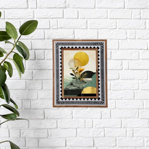 Handmade White Bone Photo Frame Geometric Painting Vintage Boho Wooden Picture Frames For Table-Top/Wall Decor (5x7 Inches, Ethnic Black) in Saudi Arabia