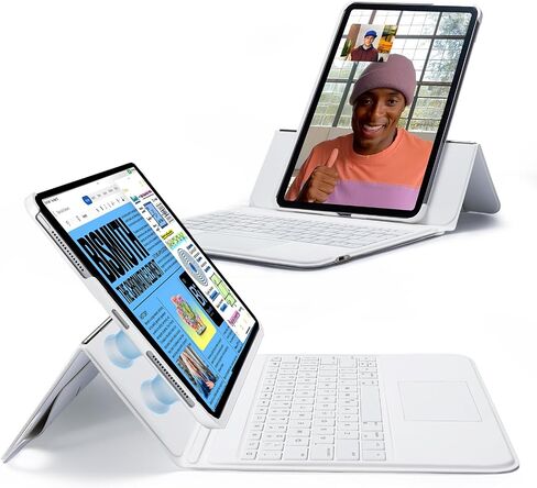 حافظة لوحة المفاتيح ESR Ascend، حافظة iPad Air 11 بوصة مع لوحة مفاتيح (M2)، قابلة للفصل المغناطيسي، حامل عمودي/أفقي قابل للتعديل لجهاز iPad Pro 11 (2022/2021/2020/2018)، iPad Air 6(2024) /Air 5/4، أبيض in Kuwait