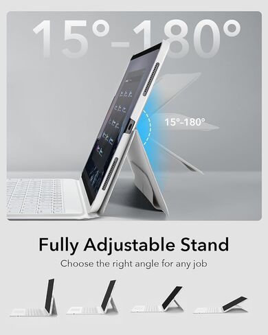 حافظة لوحة المفاتيح ESR Ascend، حافظة iPad Air 11 بوصة مع لوحة مفاتيح (M2)، قابلة للفصل المغناطيسي، حامل عمودي/أفقي قابل للتعديل لجهاز iPad Pro 11 (2022/2021/2020/2018)، iPad Air 6(2024) /Air 5/4، أبيض in Kuwait