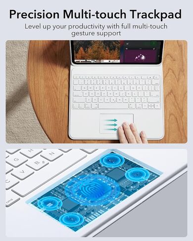 حافظة لوحة المفاتيح ESR Ascend، حافظة iPad Air 11 بوصة مع لوحة مفاتيح (M2)، قابلة للفصل المغناطيسي، حامل عمودي/أفقي قابل للتعديل لجهاز iPad Pro 11 (2022/2021/2020/2018)، iPad Air 6(2024) /Air 5/4، أبيض in Kuwait