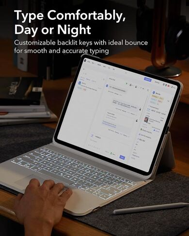 حافظة لوحة المفاتيح ESR Ascend، حافظة iPad Air 11 بوصة مع لوحة مفاتيح (M2)، قابلة للفصل المغناطيسي، حامل عمودي/أفقي قابل للتعديل لجهاز iPad Pro 11 (2022/2021/2020/2018)، iPad Air 6(2024) /Air 5/4، أبيض in Kuwait