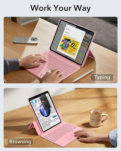 ESR Ascend Keyboard Case, iPad Air 11 Inch Case with Keyboard (M2), Magnetic Detachable, Adjustable Portrait/Landscape Stand for iPad Pro 11 (2022/2021/2020/2018), iPad Air 6(2024) /Air 5/4, White in Kuwait