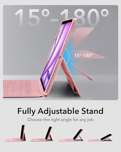 ESR Ascend Keyboard Case, iPad Air 11 Inch Case with Keyboard (M2), Magnetic Detachable, Adjustable Portrait/Landscape Stand for iPad Pro 11 (2022/2021/2020/2018), iPad Air 6(2024) /Air 5/4, White in Kuwait