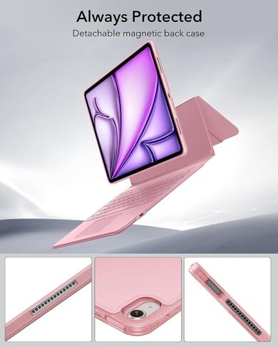 ESR Ascend Keyboard Case, iPad Air 11 Inch Case with Keyboard (M2), Magnetic Detachable, Adjustable Portrait/Landscape Stand for iPad Pro 11 (2022/2021/2020/2018), iPad Air 6(2024) /Air 5/4, White in Kuwait