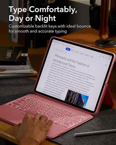 ESR Ascend Keyboard Case, iPad Air 11 Inch Case with Keyboard (M2), Magnetic Detachable, Adjustable Portrait/Landscape Stand for iPad Pro 11 (2022/2021/2020/2018), iPad Air 6(2024) /Air 5/4, White in Kuwait