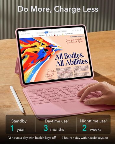 ESR Ascend Keyboard Case, iPad Air 11 Inch Case with Keyboard (M2), Magnetic Detachable, Adjustable Portrait/Landscape Stand for iPad Pro 11 (2022/2021/2020/2018), iPad Air 6(2024) /Air 5/4, White in Kuwait