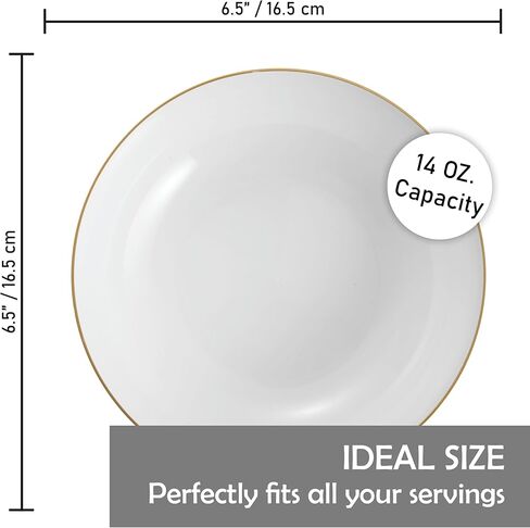 BloominGoods Disposable Plastic Soup Bowls, 50-Pack 14 Oz. Heavyweight White With Gold Rim Bowls For Party, Wedding Or Event in Kuwait
