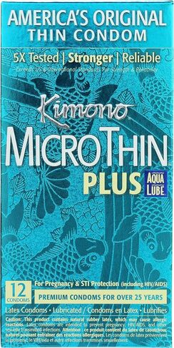 Kimono MicroThin Condoms - Premium Lubricated Natural Latex Condoms, Thinnest Condoms, Vegan-Friendly, No Latex Odor - Thin, Strong, and Extra Sensitive - Pack of 3 in Saudi Arabia