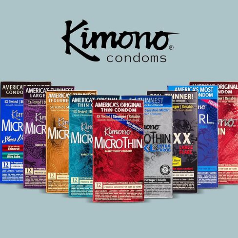 Kimono MicroThin Condoms - Premium Lubricated Natural Latex Condoms, Thinnest Condoms, Vegan-Friendly, No Latex Odor - Thin, Strong, and Extra Sensitive - Pack of 3 in Saudi Arabia