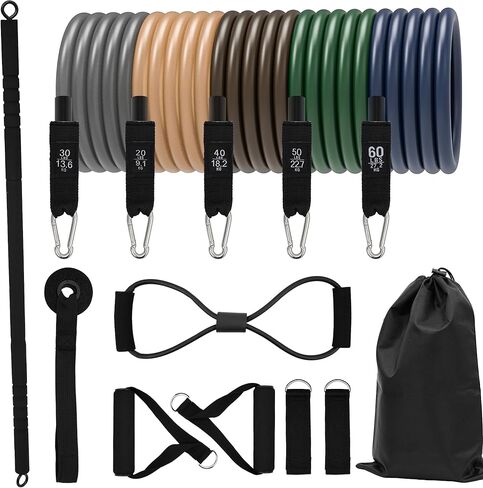 Pilates Bar Kit with Resistance Band for Working Out 200lbs Heavy Duty Resistance Band with Handles Bar Yoga Pilates Equipment for Men Women Home Gym Full Body Workout Equipment in Kuwait