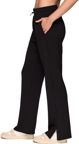 RBX Active Women's Sweatpants Lightweight Scuba Fabric Wide Leg Pants with Pockets, Yoga Pants with Bungee Cord Waistband in Saudi Arabia