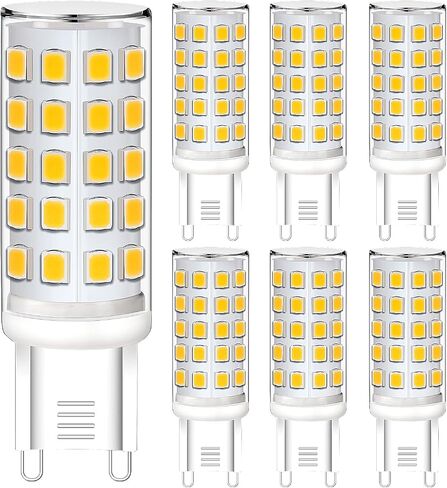 G9 LED Bulb, 6W Warm White 3000K G9 LED Light Bulbs,Equivalent 50W 60W Halogen Bulbs,No-Flicker Non-Dimmable,for Chandelier Home Lighting,6 Pack in Saudi Arabia