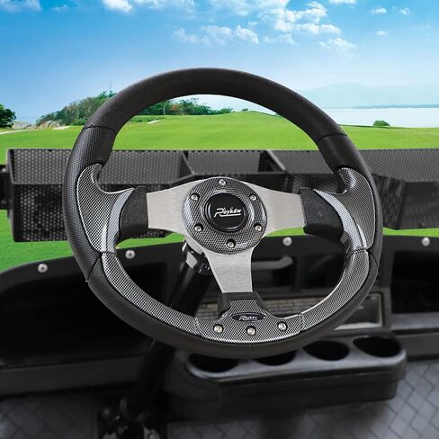 عجلة قيادة عربة الجولف الكلاسيكية من ألياف الكربون من Roykaw متوافقة مع EZGO TXT/RXV، Club Car DS/Precedent/Tempo، Yamaha ومعظم موديلات عربة الجولف، مقبض من البولي يوريثين in Saudi Arabia