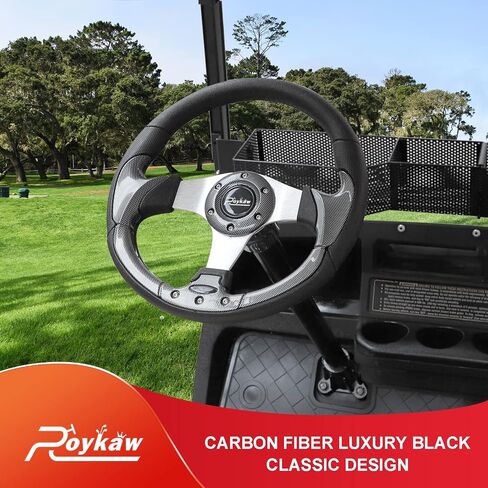 عجلة قيادة عربة الجولف الكلاسيكية من ألياف الكربون من Roykaw متوافقة مع EZGO TXT/RXV، Club Car DS/Precedent/Tempo، Yamaha ومعظم موديلات عربة الجولف، مقبض من البولي يوريثين in Saudi Arabia