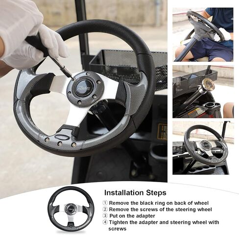 عجلة قيادة عربة الجولف الكلاسيكية من ألياف الكربون من Roykaw متوافقة مع EZGO TXT/RXV، Club Car DS/Precedent/Tempo، Yamaha ومعظم موديلات عربة الجولف، مقبض من البولي يوريثين in Saudi Arabia