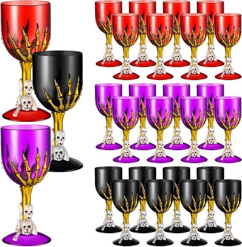 Sliner 12 Pcs Halloween Skull Claw Goblet Wine Cup 10 oz Gothic Skull Wine Goblet Skeleton Design Cup Creepy Claw Mug for Halloween Party Bar Fancy Haunted House Martini Drinking KTV Store in Kuwait