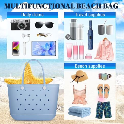 X-Large Beach Rubber Bag Waterproof Washable Handbag Durable Modern Travel Tote Bag Sports Beach Groceries Pool Travel (Lake Green1) in Saudi Arabia