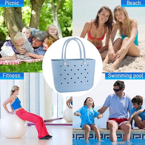 X-Large Beach Rubber Bag Waterproof Washable Handbag Durable Modern Travel Tote Bag Sports Beach Groceries Pool Travel (Lake Green1) in Saudi Arabia
