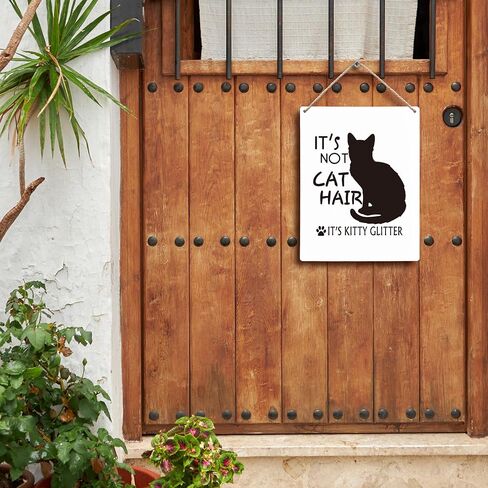 FUGWN It’s Not Cat Hair It’s Kitty Glitter Cat Wooden Signs 8x10, Cat Wall Decor, Black Cat Home Room Decor, Cat Decorations for the Home, Cat Signs Home Decor, Cat Gifts for Cat Lovers in Saudi Arabia