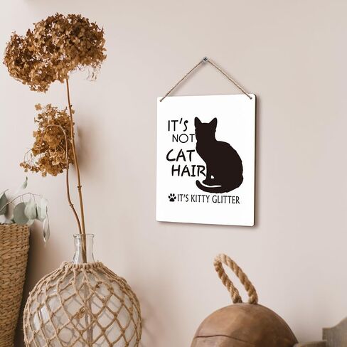 FUGWN It’s Not Cat Hair It’s Kitty Glitter Cat Wooden Signs 8x10, Cat Wall Decor, Black Cat Home Room Decor, Cat Decorations for the Home, Cat Signs Home Decor, Cat Gifts for Cat Lovers in Saudi Arabia