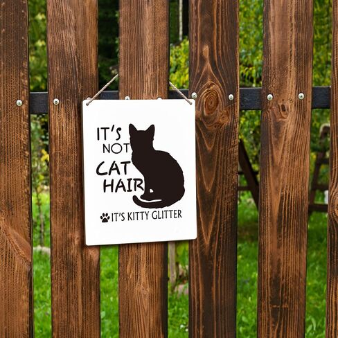 FUGWN It’s Not Cat Hair It’s Kitty Glitter Cat Wooden Signs 8x10, Cat Wall Decor, Black Cat Home Room Decor, Cat Decorations for the Home, Cat Signs Home Decor, Cat Gifts for Cat Lovers in Saudi Arabia