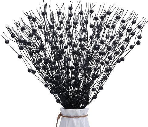 10Pcs Artificial Glitter Berry Stems, White Christmas Decoration Twisted Glittery Twigs, Christmas Tree Picks, Branches for Xmas Decor Small Vase Holiday Wedding Party (15.8 Inch) in Kuwait