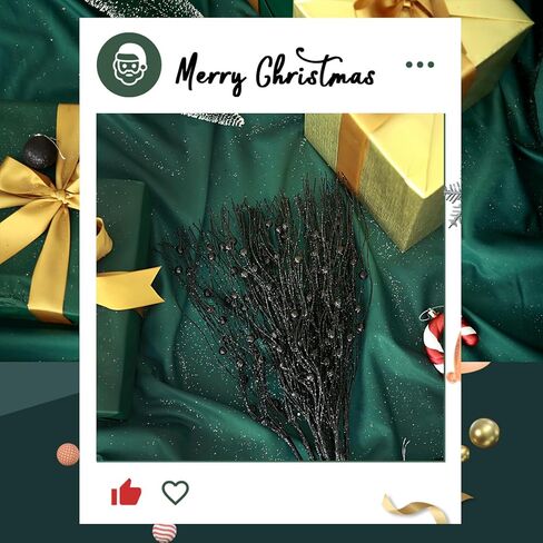 10Pcs Artificial Glitter Berry Stems, White Christmas Decoration Twisted Glittery Twigs, Christmas Tree Picks, Branches for Xmas Decor Small Vase Holiday Wedding Party (15.8 Inch) in Kuwait